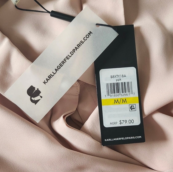 BNWT Karl LAGERFELD  Pink Sleeveless Blouse Top Faux Pearl Embellished Size M - Picture 11 of 13